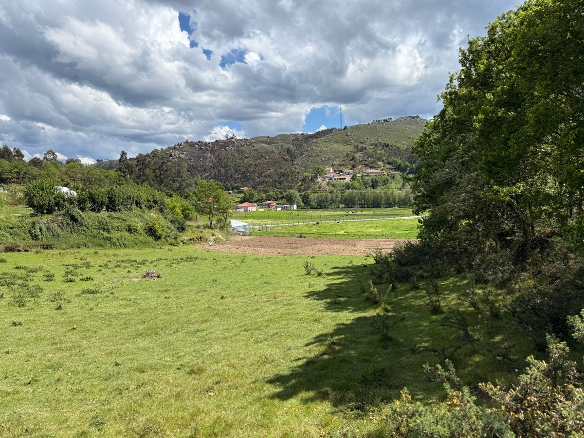 Pasture and valley with a rural settlement in the background, near the property